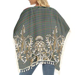 ScotsTee Shop Scottish Bisset Tartan Scotland Royal Golden Thistle Square Fringed Shawl