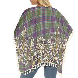 ScotsTee Shop Scottish Bowie Modern Tartan Scotland Royal Golden Thistle Square Fringed Shawl