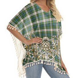 ScotsTee Shop Scottish Blair Dress Ancient Tartan Scotland Royal Golden Thistle Square Fringed Shawl
