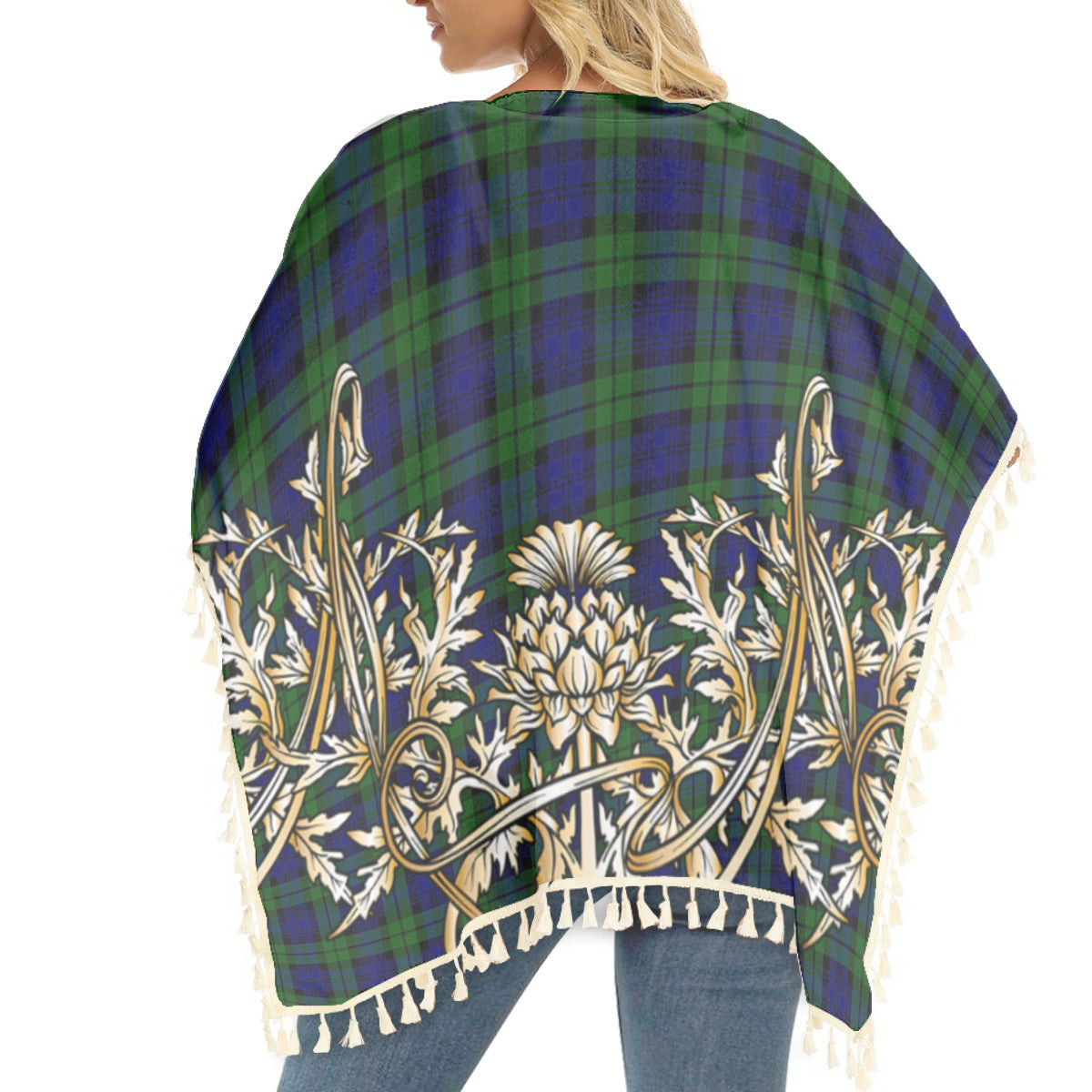 ScotsTee Shop Scottish Bannatyne SC Tartan Scotland Royal Golden Thistle Square Fringed Shawl