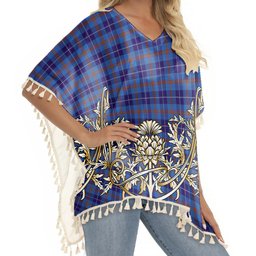 ScotsTee Shop Scottish Bryson 1988 Tartan Scotland Royal Golden Thistle Square Fringed Shawl