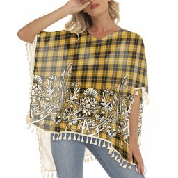 ScotsTee Shop Scottish Barclay Dress Ancient Clan Tartan Scotland Royal Golden Thistle Square Fringed Shawl