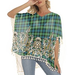 ScotsTee Shop Scottish Baillie of Polkemmet Ancient Tartan Scotland Royal Golden Thistle Square Fringed Shawl