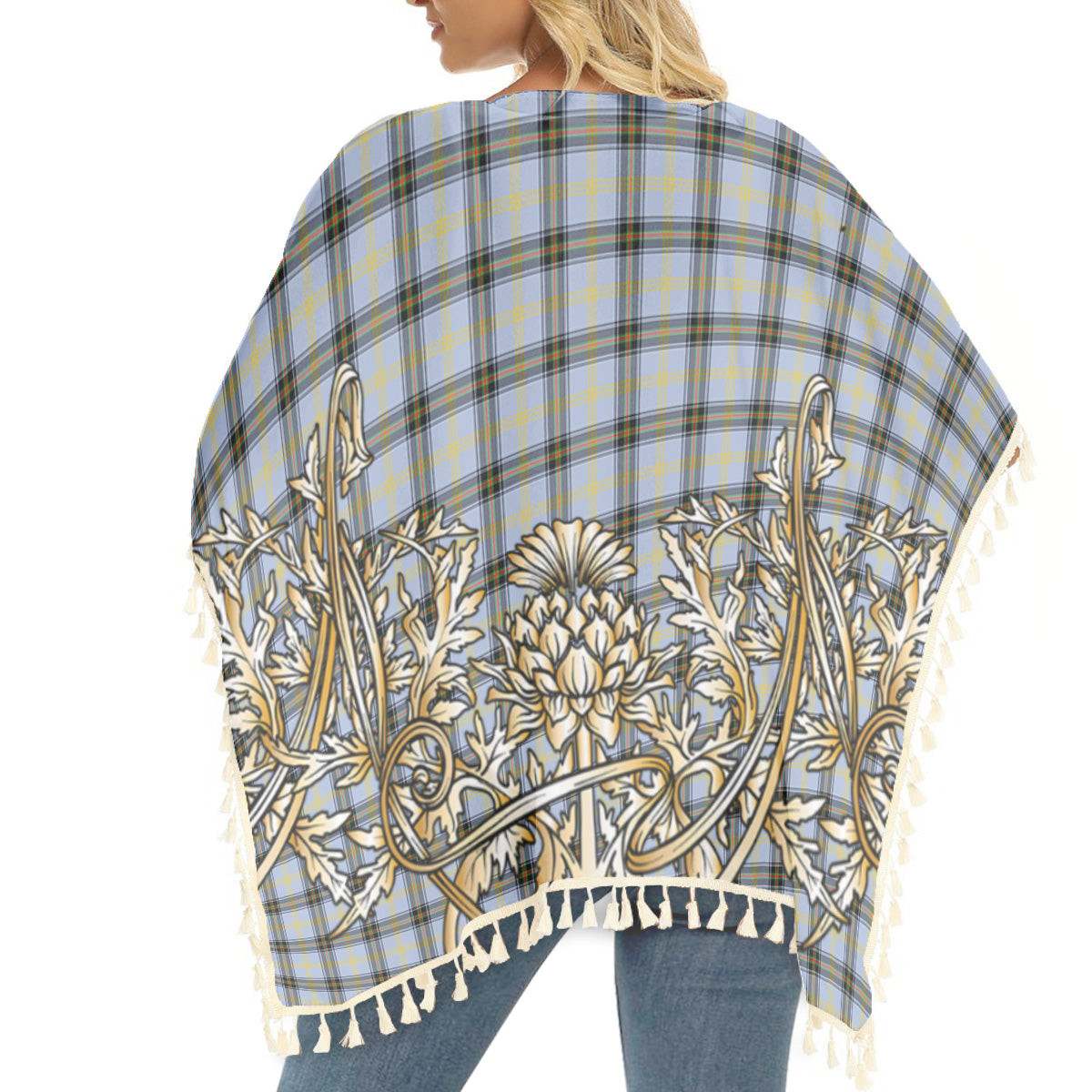 ScotsTee Shop Scottish Bell of the Borders SC Tartan Scotland Royal Golden Thistle Square Fringed Shawl