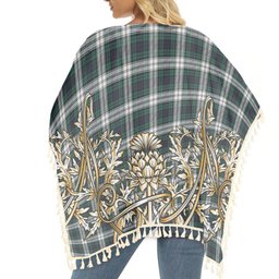 ScotsTee Shop Scottish Black Watch Dress Modern Tartan Scotland Royal Golden Thistle Square Fringed Shawl