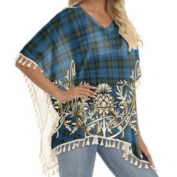 ScotsTee Shop Scottish Blanton Tartan Scotland Royal Golden Thistle Square Fringed Shawl