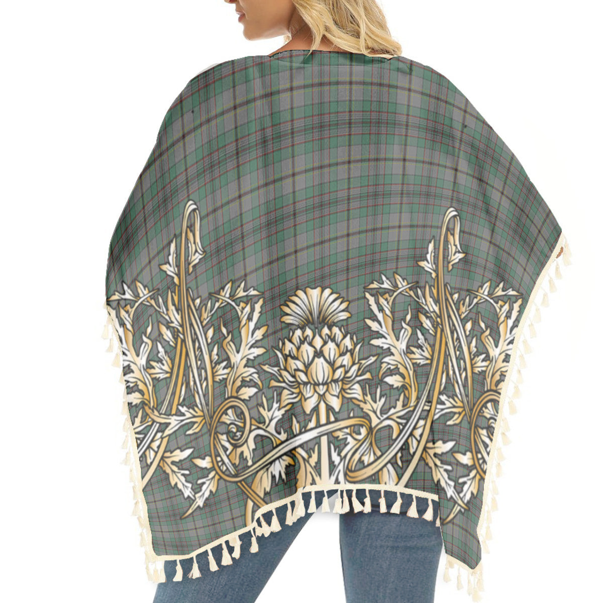 ScotsTee Shop Scottish Craig Tartan Scotland Royal Golden Thistle Square Fringed Shawl