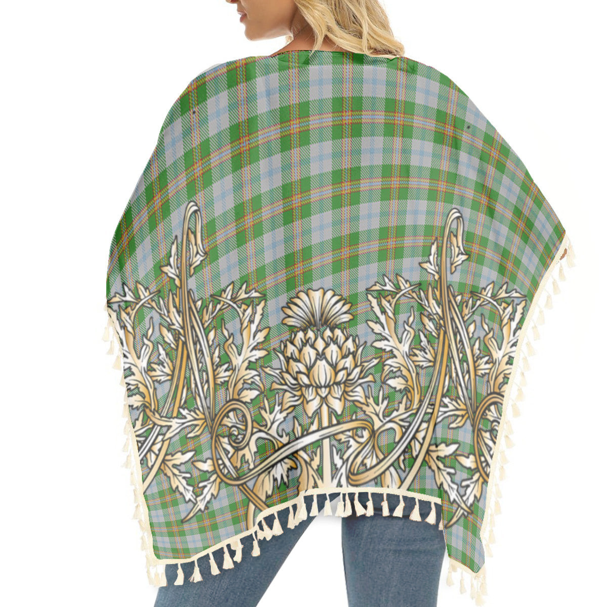 ScotsTee Shop Scottish Cooper Dress Dalgleish 2 Tartan Scotland Royal Golden Thistle Square Fringed Shawl