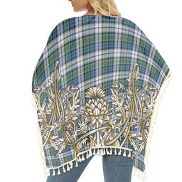 ScotsTee Shop Scottish Colquhoun Dress Ancient Tartan Scotland Royal Golden Thistle Square Fringed Shawl