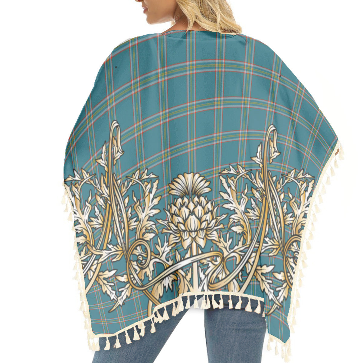 ScotsTee Shop Scottish Crichton Ancient Tartan Scotland Royal Golden Thistle Square Fringed Shawl