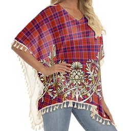 ScotsTee Shop Scottish Cameron of Lochiel Modern Tartan Scotland Royal Golden Thistle Square Fringed Shawl