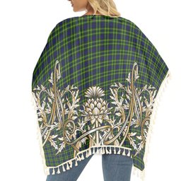 ScotsTee Shop Scottish Campbell of Breadalbane Modern Tartan Scotland Royal Golden Thistle Square Fringed Shawl