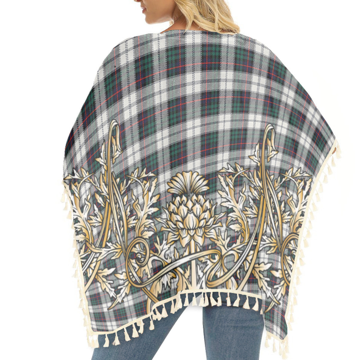 ScotsTee Shop Scottish Campbell of Cawdor Dress Modern Tartan Scotland Royal Golden Thistle Square Fringed Shawl