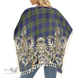 ScotsTee Shop Scottish Colquhoun Modern Tartan Scotland Royal Golden Thistle Square Fringed Shawl