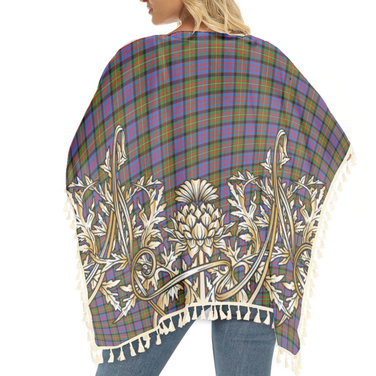 ScotsTee Shop Scottish Carnegie Ancient Tartan Scotland Royal Golden Thistle Square Fringed Shawl