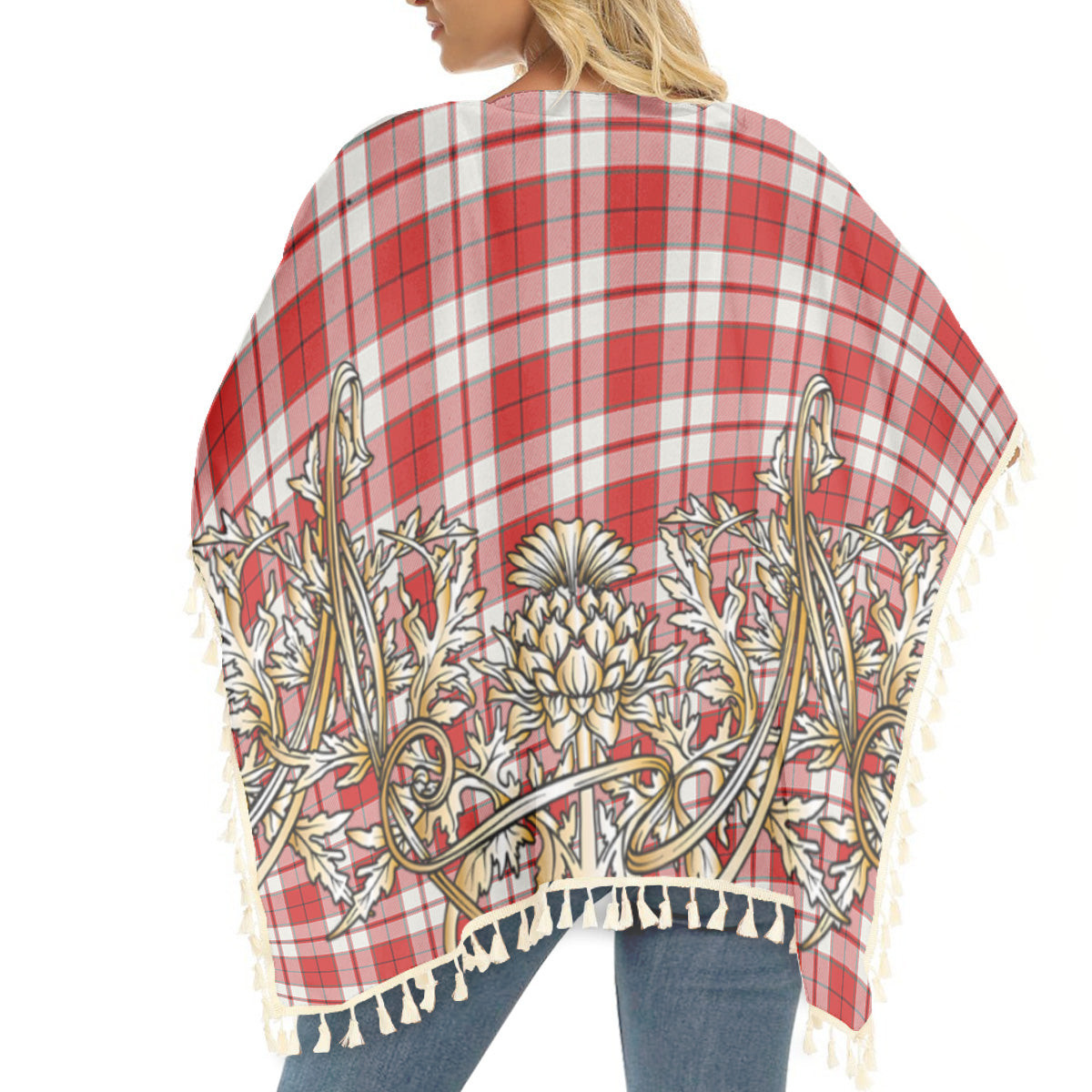 ScotsTee Shop Scottish Cameron Hose Modern Tartan Scotland Royal Golden Thistle Square Fringed Shawl