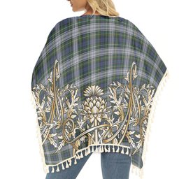 ScotsTee Shop Scottish Campbell of Lochnell Dress Tartan Scotland Royal Golden Thistle Square Fringed Shawl