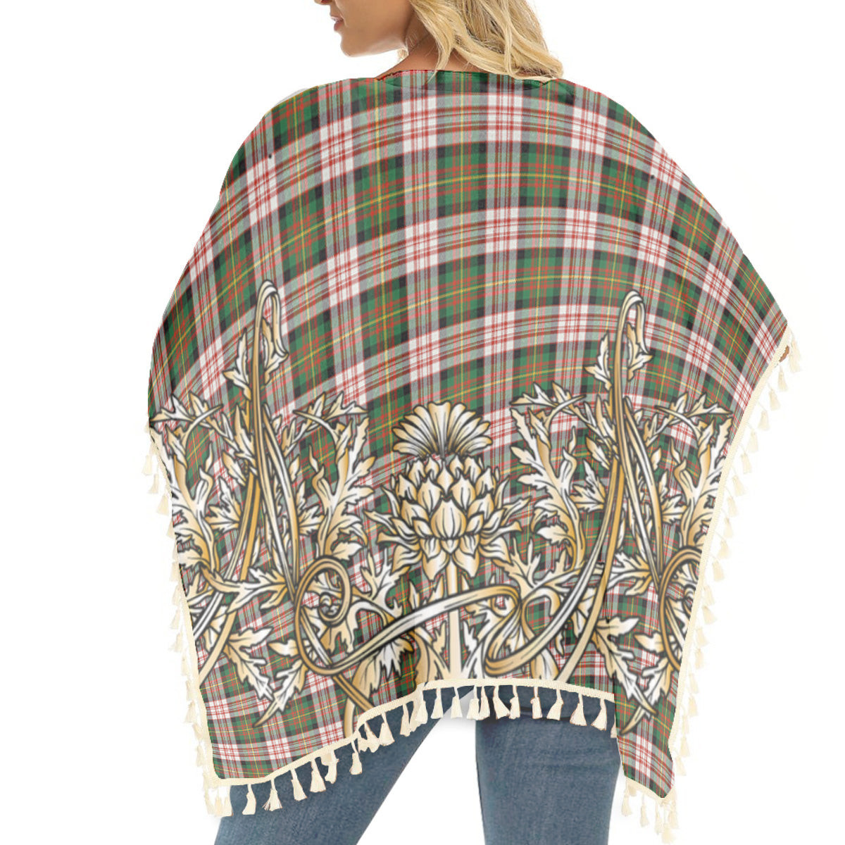 ScotsTee Shop Scottish Carnegie Dress Ancient Tartan Scotland Royal Golden Thistle Square Fringed Shawl