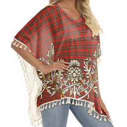 ScotsTee Shop Scottish Butter Tartan Scotland Royal Golden Thistle Square Fringed Shawl