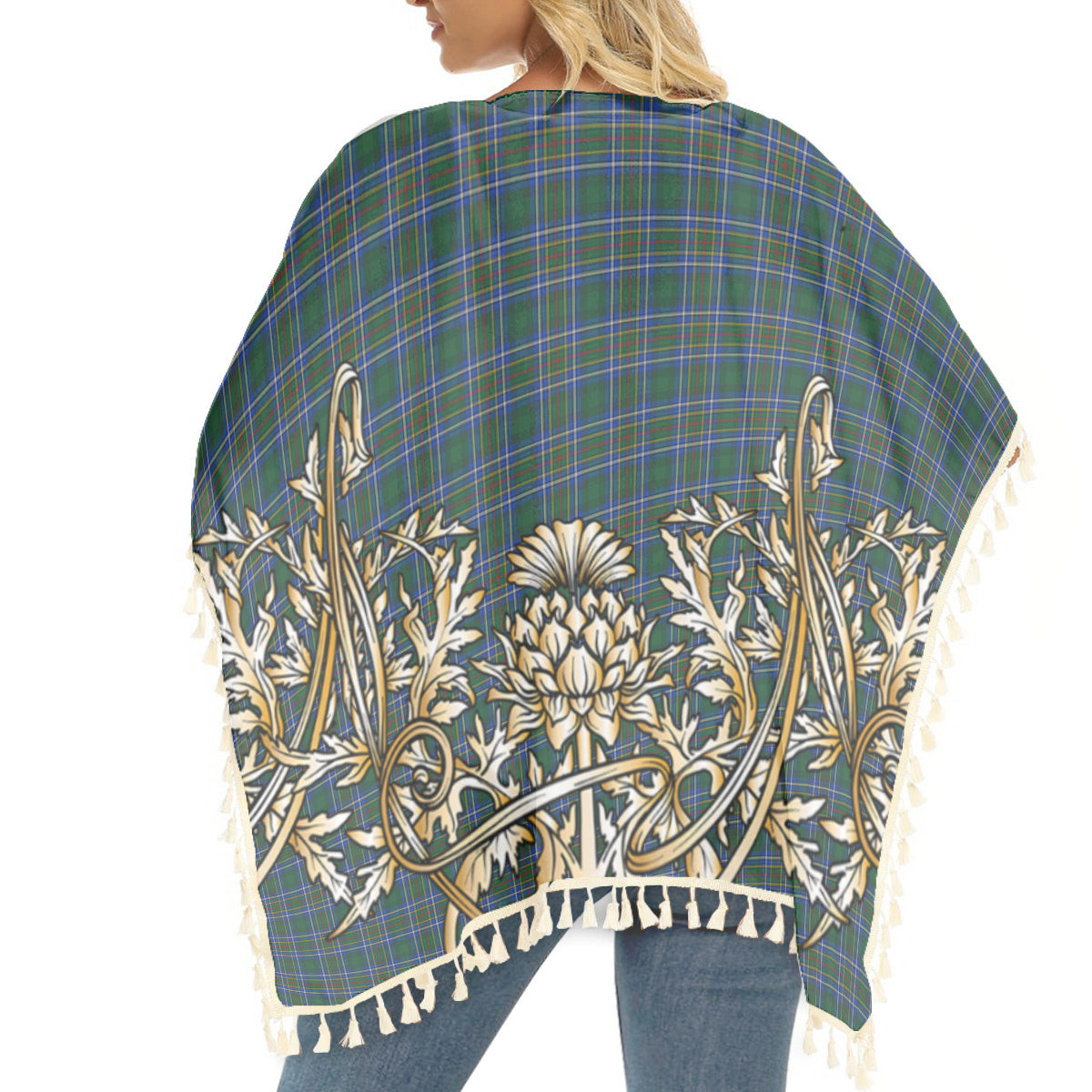 ScotsTee Shop Scottish Cockburn Ancient Tartan Scotland Royal Golden Thistle Square Fringed Shawl