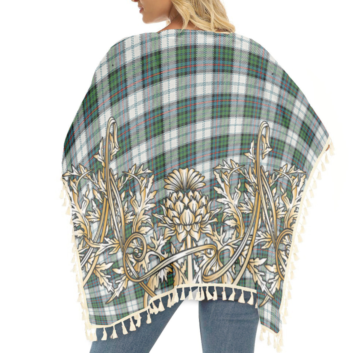 ScotsTee Shop Scottish Campbell of Cawdor Dress Ancient Tartan Scotland Royal Golden Thistle Square Fringed Shawl