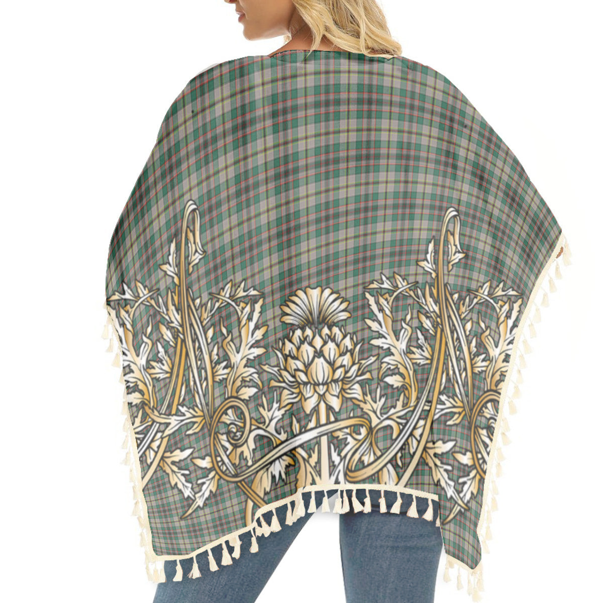 ScotsTee Shop Scottish Craig Ancient Tartan Scotland Royal Golden Thistle Square Fringed Shawl
