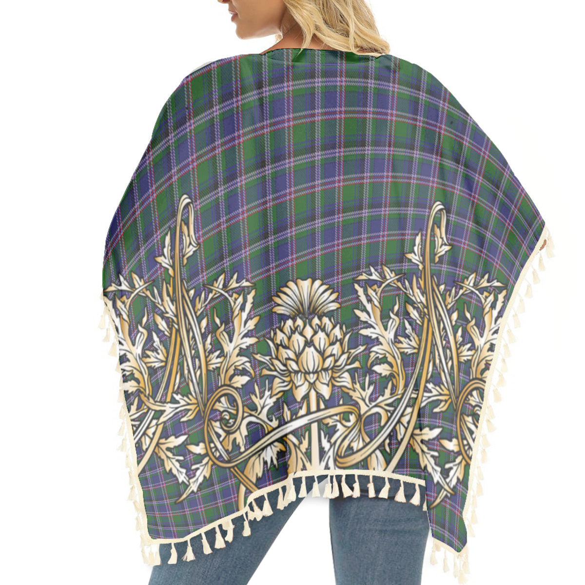 ScotsTee Shop Scottish Couper of Gogar Tartan Scotland Royal Golden Thistle Square Fringed Shawl