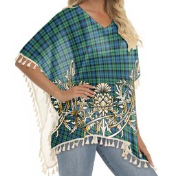 ScotsTee Shop Scottish Carter Tartan Scotland Royal Golden Thistle Square Fringed Shawl