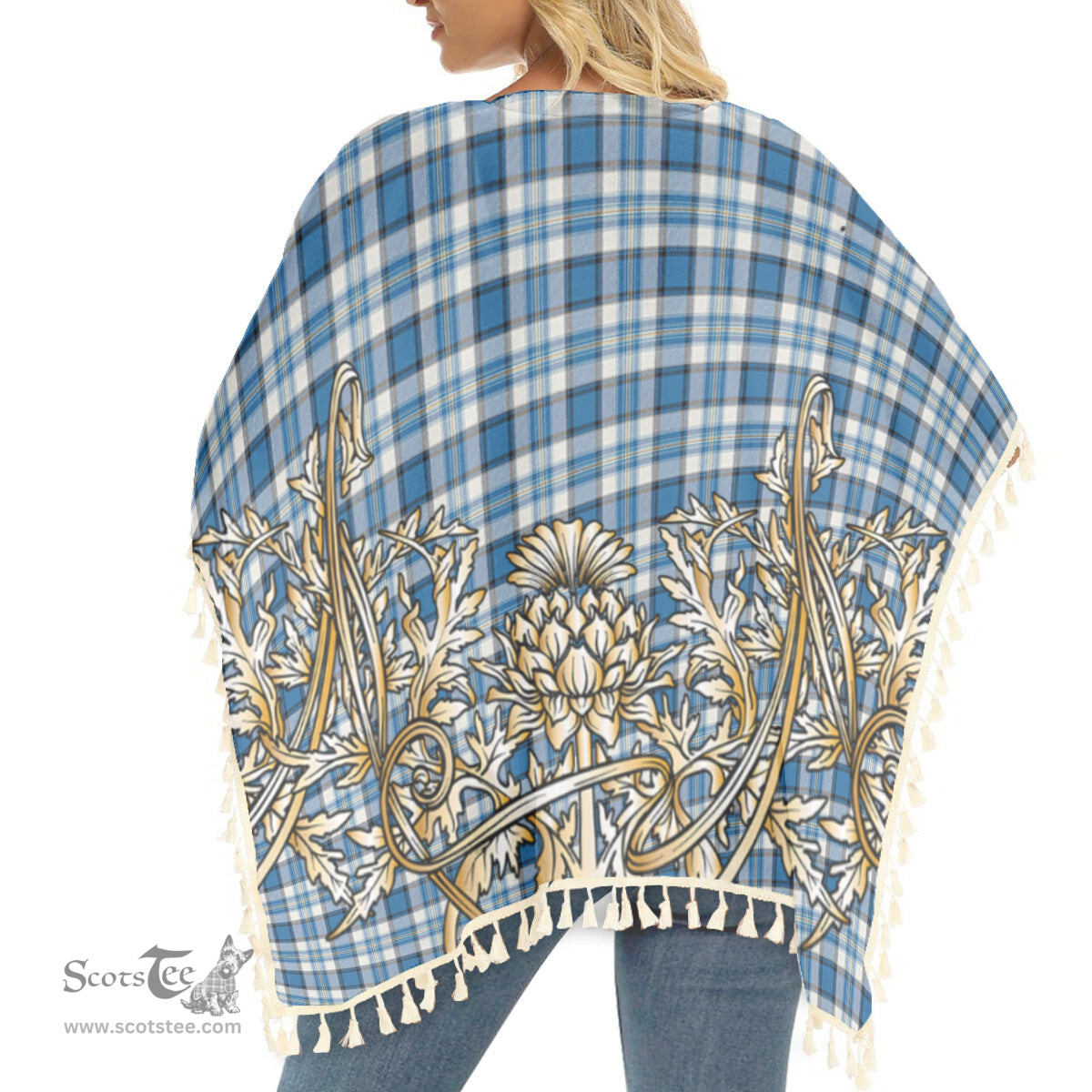 ScotsTee Shop Scottish Craig Paisley Ancient Tartan Scotland Royal Golden Thistle Square Fringed Shawl