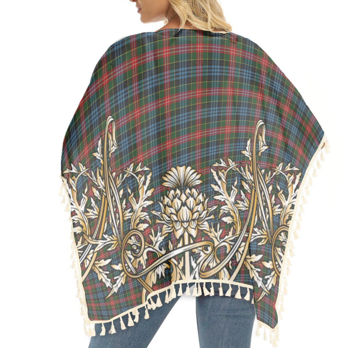 ScotsTee Shop Scottish Cumming 1831 Tartan Scotland Royal Golden Thistle Square Fringed Shawl