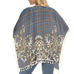 ScotsTee Shop Scottish Cockburn Brown Ancient Tartan Scotland Royal Golden Thistle Square Fringed Shawl