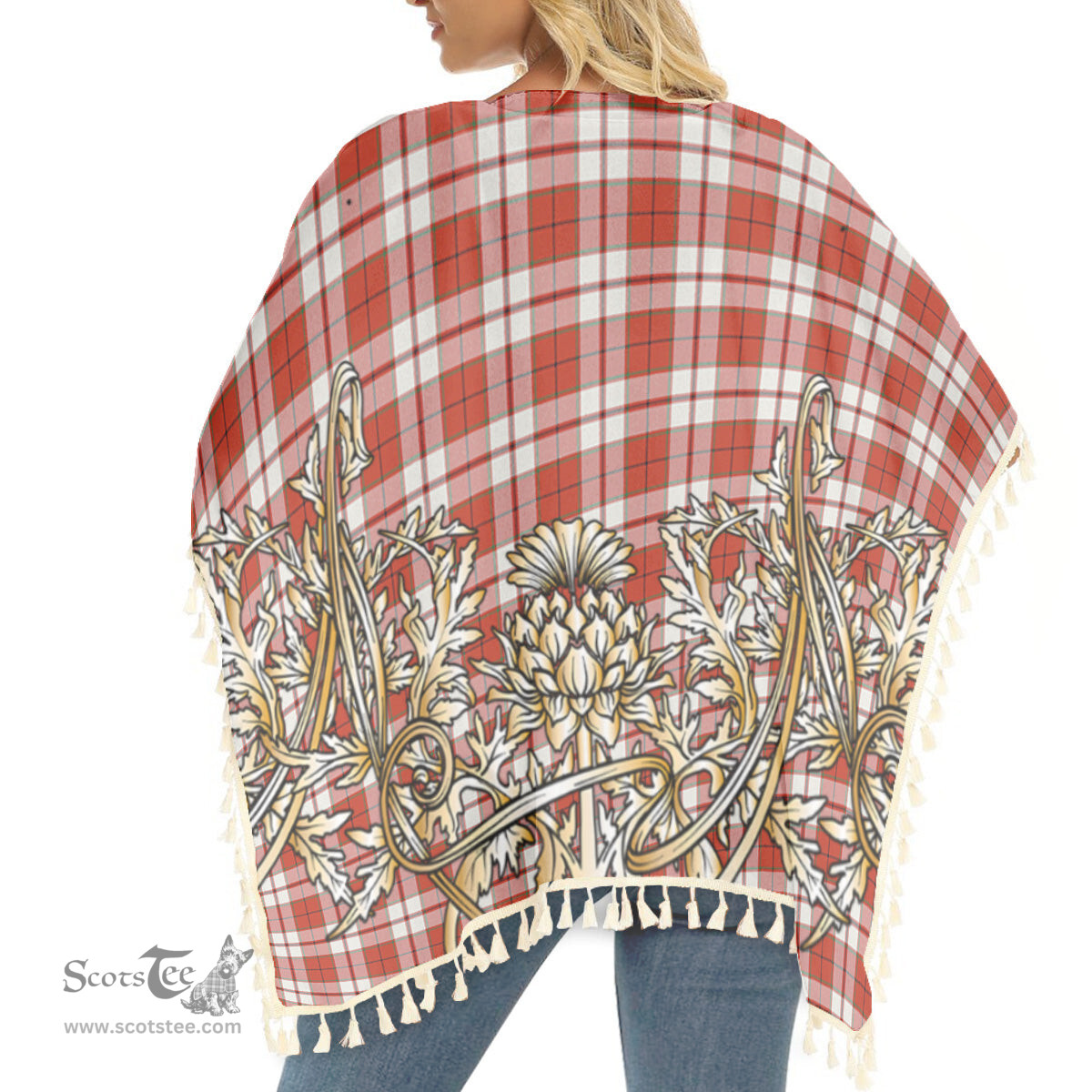 ScotsTee Shop Scottish Cameron Hose Ancient Tartan Scotland Royal Golden Thistle Square Fringed Shawl