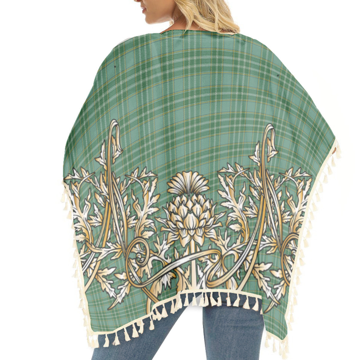 ScotsTee Shop Scottish Currie Ancient Tartan Scotland Royal Golden Thistle Square Fringed Shawl