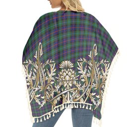ScotsTee Shop Scottish Calder Modern Tartan Scotland Royal Golden Thistle Square Fringed Shawl