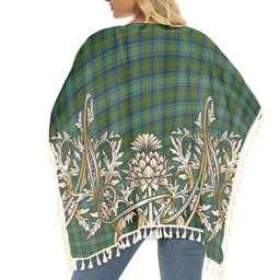 ScotsTee Shop Scottish Cranston Modern Tartan Scotland Royal Golden Thistle Square Fringed Shawl