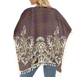 ScotsTee Shop Scottish Clare County Tartan Scotland Royal Golden Thistle Square Fringed Shawl
