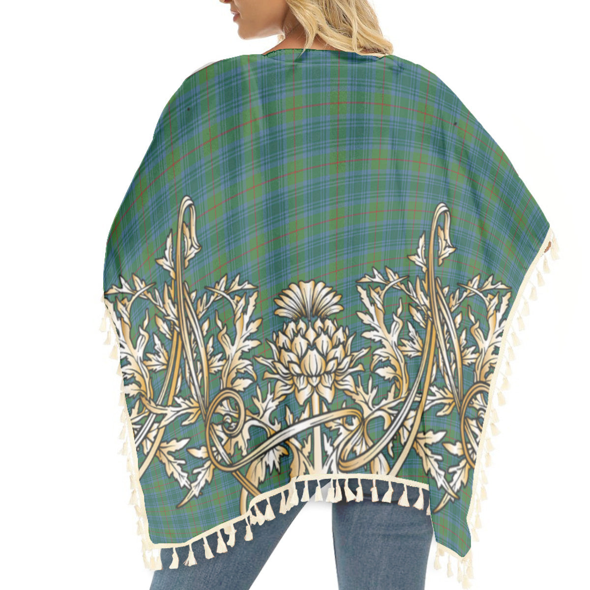 ScotsTee Shop Scottish Cranstoun Modern Tartan Scotland Royal Golden Thistle Square Fringed Shawl