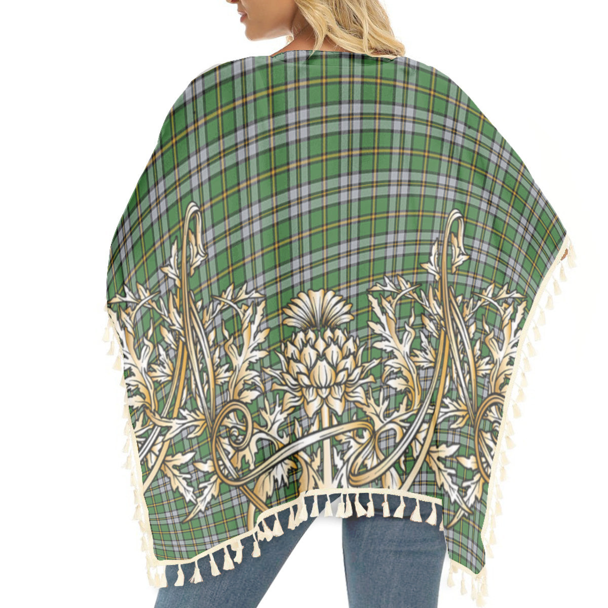 ScotsTee Shop Scottish Cape Breton Provincial Ancient Tartan Scotland Royal Golden Thistle Square Fringed Shawl