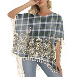 ScotsTee Shop Scottish Cockburn of Ormiston Dress Tartan Scotland Royal Golden Thistle Square Fringed Shawl