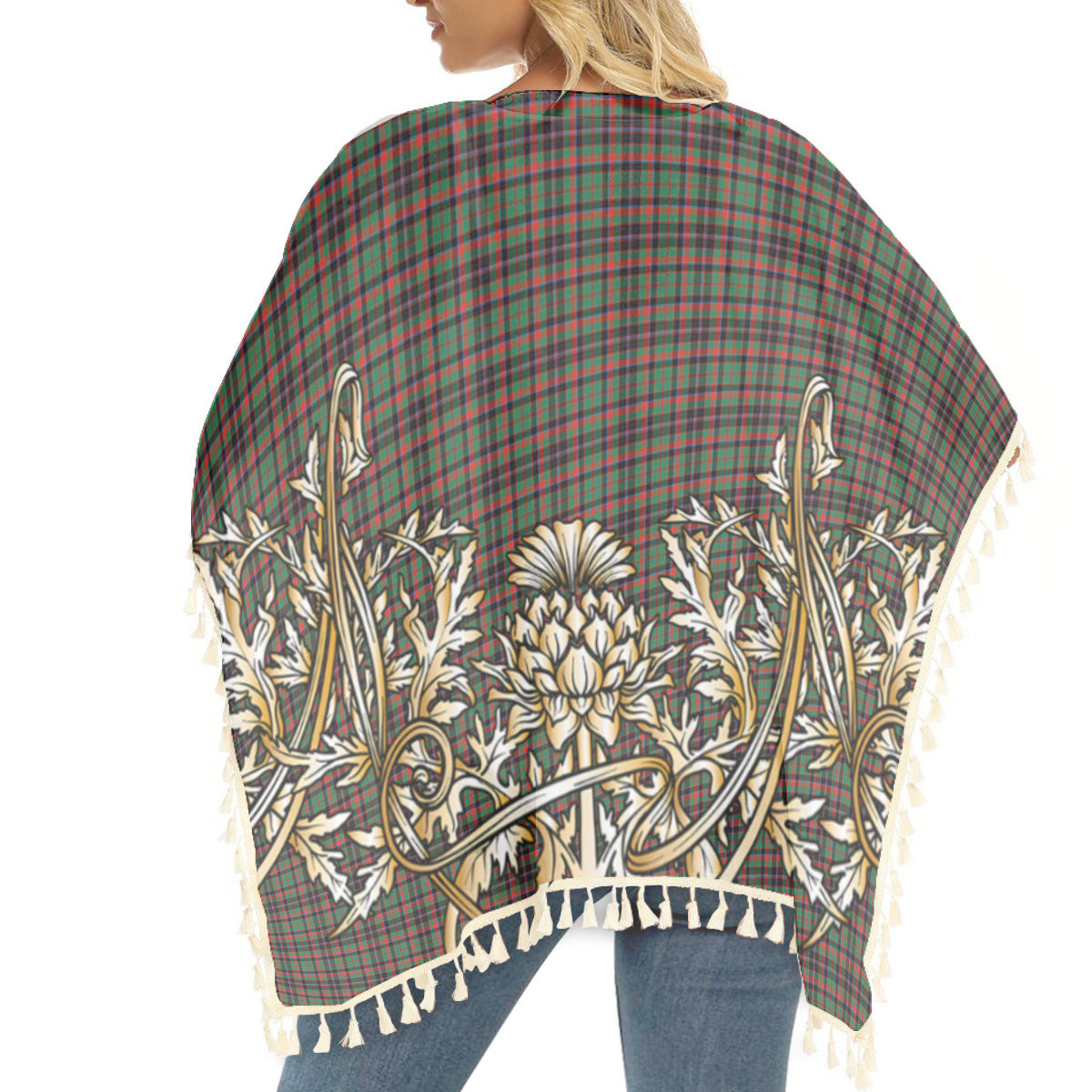 ScotsTee Shop Scottish Cumming Hunting Ancient Tartan Scotland Royal Golden Thistle Square Fringed Shawl