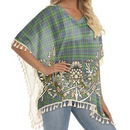 ScotsTee Shop Scottish Colville Tartan Scotland Royal Golden Thistle Square Fringed Shawl