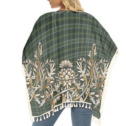 ScotsTee Shop Scottish Connell Hunting Tartan Scotland Royal Golden Thistle Square Fringed Shawl