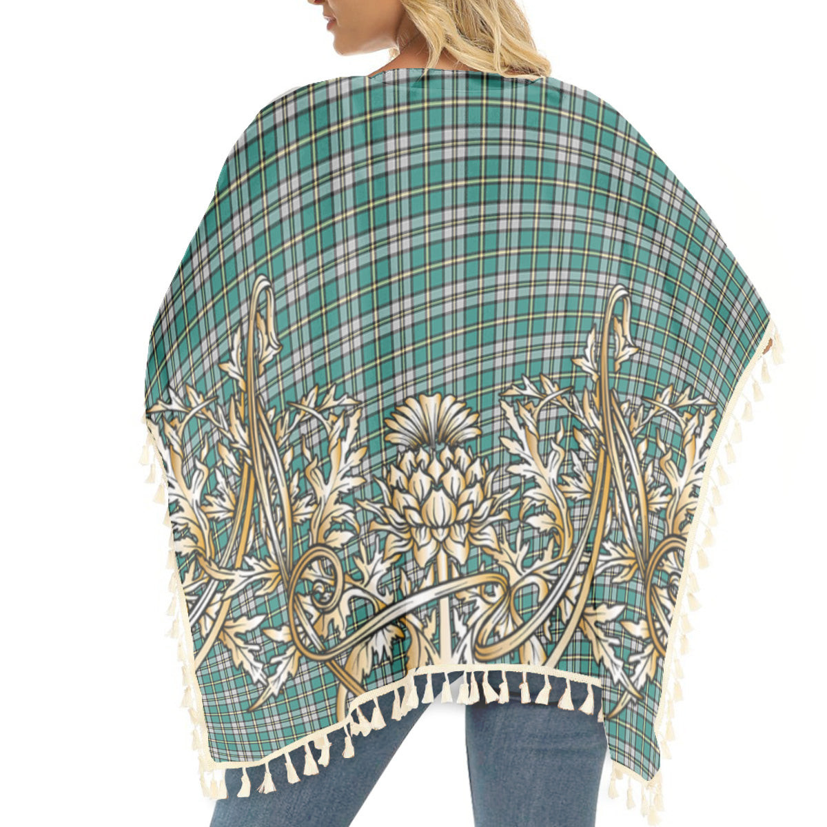 ScotsTee Shop Scottish Cape Breton Canada Tartan Scotland Royal Golden Thistle Square Fringed Shawl