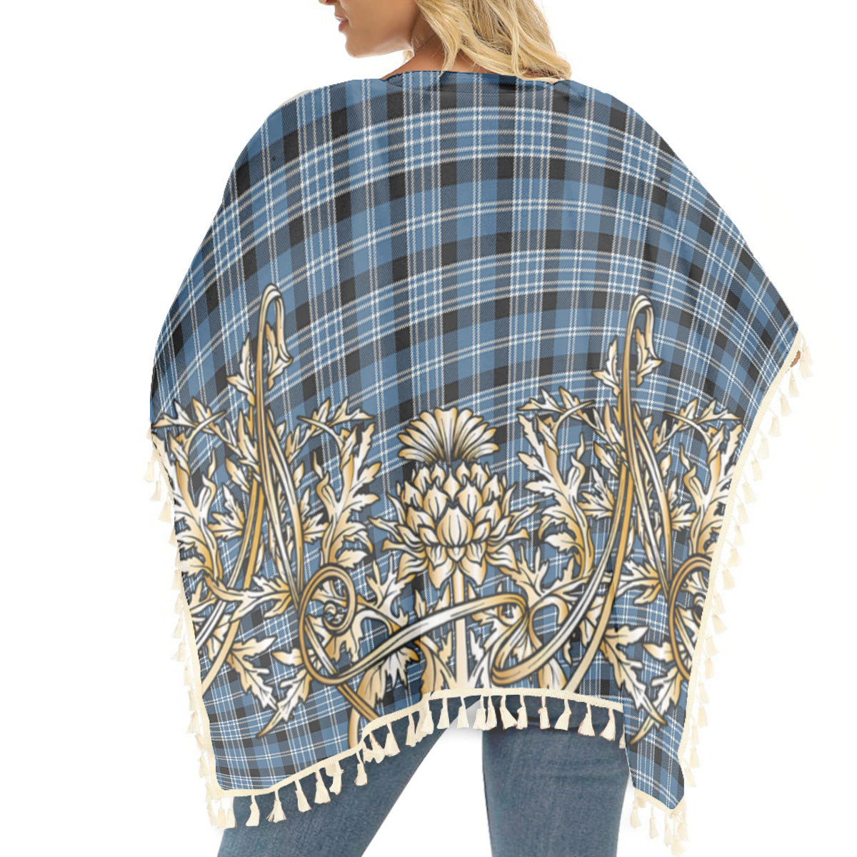 ScotsTee Shop Scottish Clark Modern Tartan Scotland Royal Golden Thistle Square Fringed Shawl