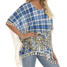 ScotsTee Shop Scottish Craig Paisley Modern Tartan Scotland Royal Golden Thistle Square Fringed Shawl