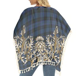 ScotsTee Shop Scottish Clergy Green lines 2 Tartan Scotland Royal Golden Thistle Square Fringed Shawl