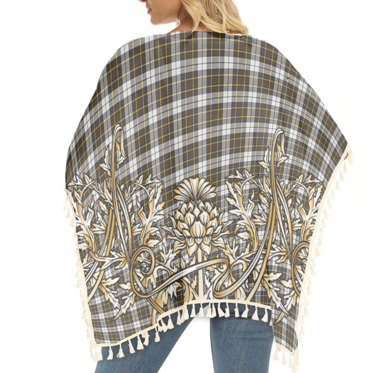 ScotsTee Shop Scottish Burns Battalion Weathered Tartan Scotland Royal Golden Thistle Square Fringed Shawl