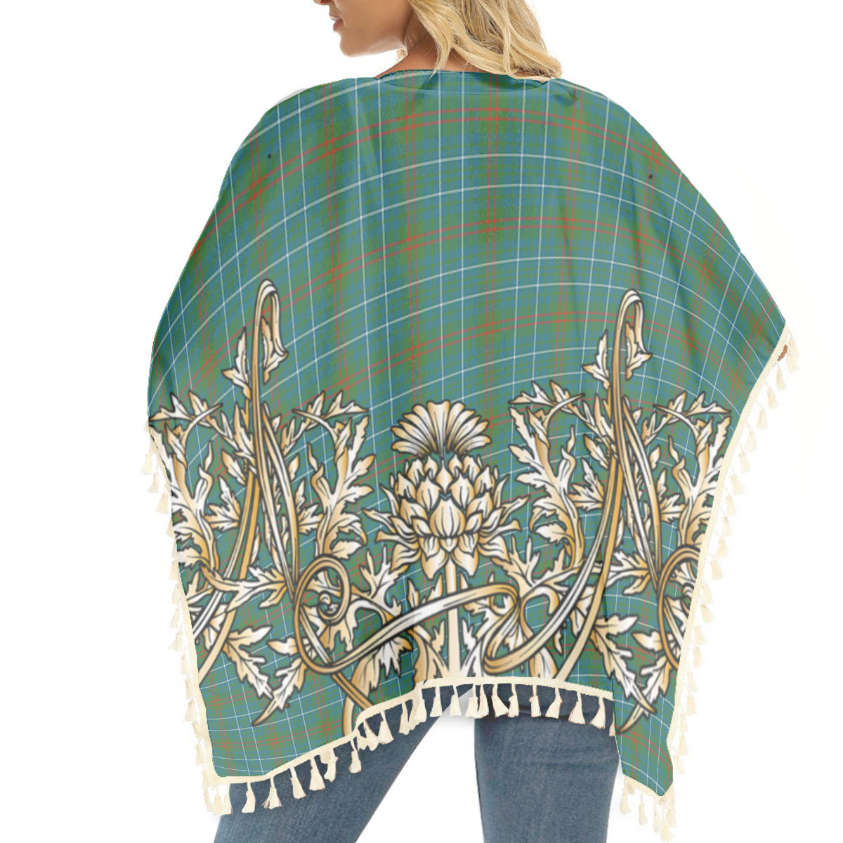 ScotsTee Shop Scottish Edmonstone Ancient Tartan Scotland Royal Golden Thistle Square Fringed Shawl