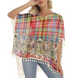ScotsTee Shop Scottish Drummond of Strathallan Modern Tartan Scotland Royal Golden Thistle Square Fringed Shawl