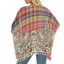 ScotsTee Shop Scottish Drummond of Strathallan Modern Tartan Scotland Royal Golden Thistle Square Fringed Shawl